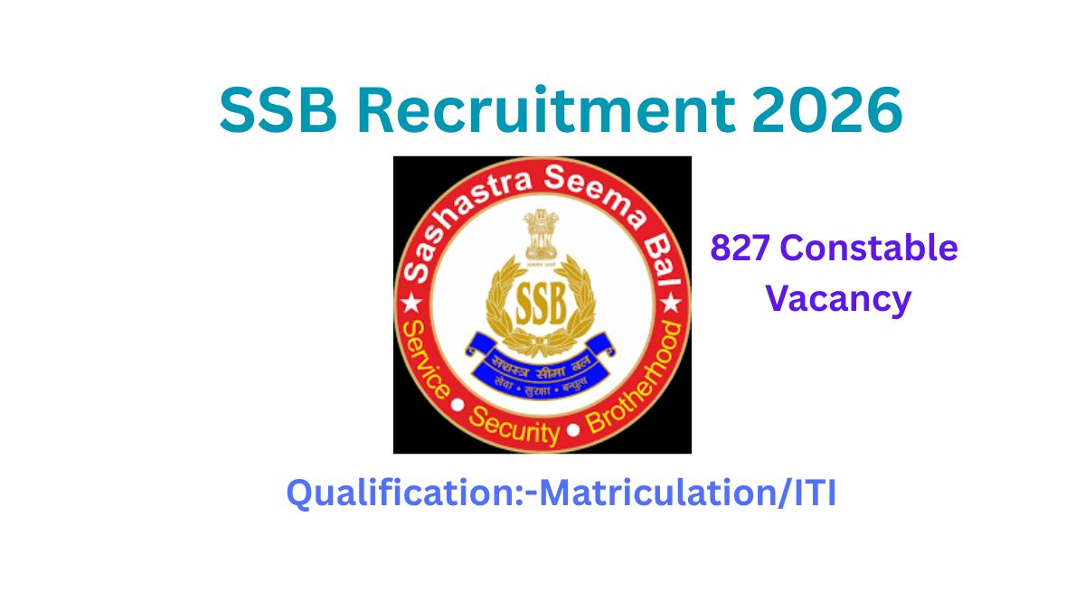 SSB Recruitment 2026, 827 Constable Latest Vacancy. Qualification:- Matriculatation/ITI