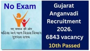 Gujarat Anganwadi Recruitment 2026,Notification for 6843 Helper and Worker Posts.